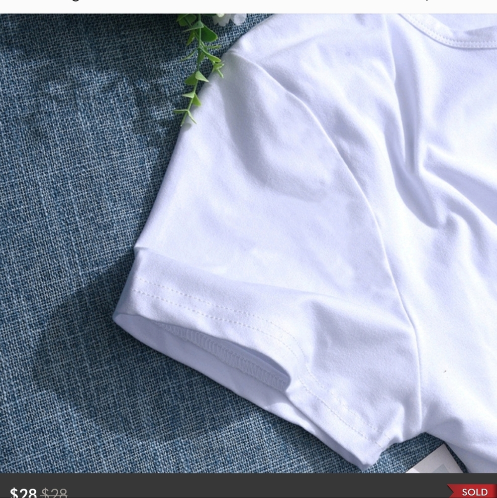 White Butterfly High Heels Graphic Tee Shirt Short Sleeve Crew Neck Size Med - Picture 3 of 6